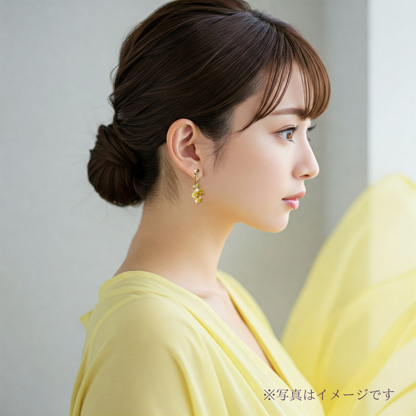 【★送料無料★】〜プレゼントにも♪〜ふわふわミモザのイエローオパールイヤリング 天然石【14kgf】
