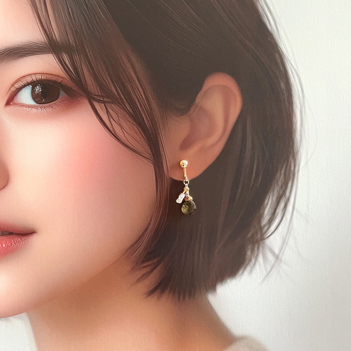【★送料無料★】【14kgf金属アレルギー対応】小ぶりが可愛いアンダルサイトのイヤリング