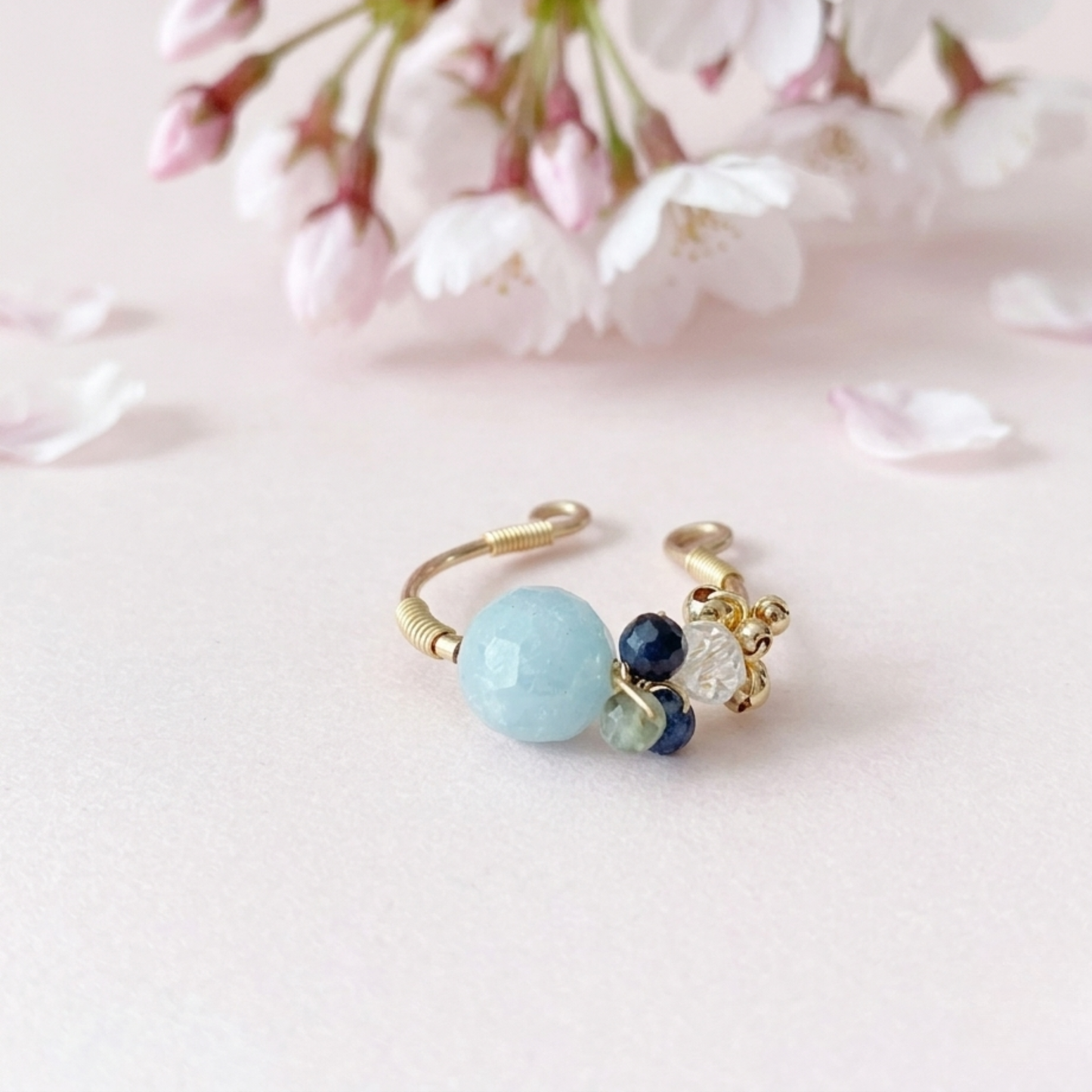 【★送料無料★】〜3月の誕生石〜とろけるミルキーブルーのアクアマリンのリング