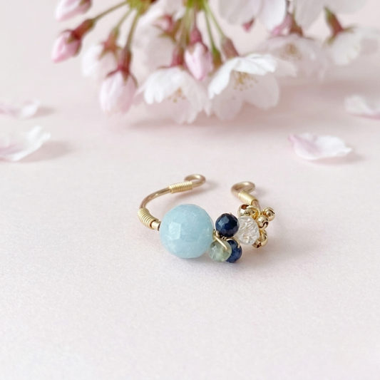 【★送料無料★】〜3月の誕生石〜とろけるミルキーブルーのアクアマリンのリング