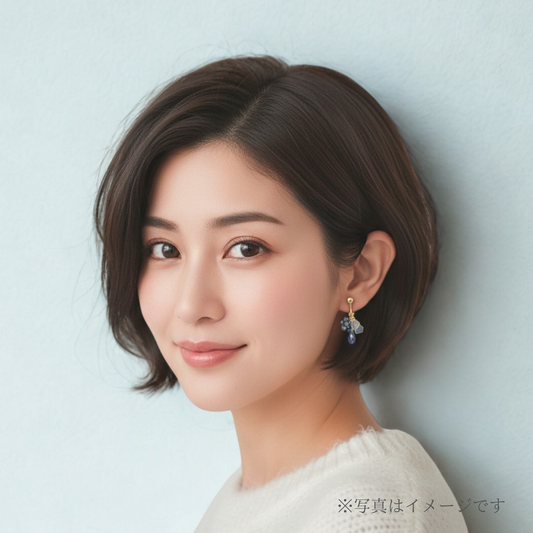 【★送料無料★】〜12月の誕生石〜 星空のラピスラズリとカイヤナイトの雫イヤリング