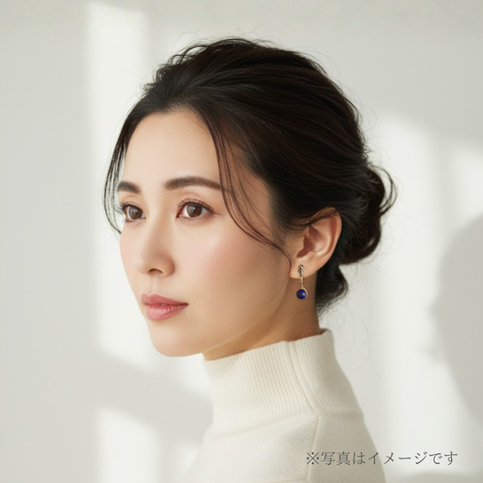 【★送料無料★】【14kgf金属アレルギー対応】〜12月の誕生石〜ラピスラズリのシンプル一粒イヤリング