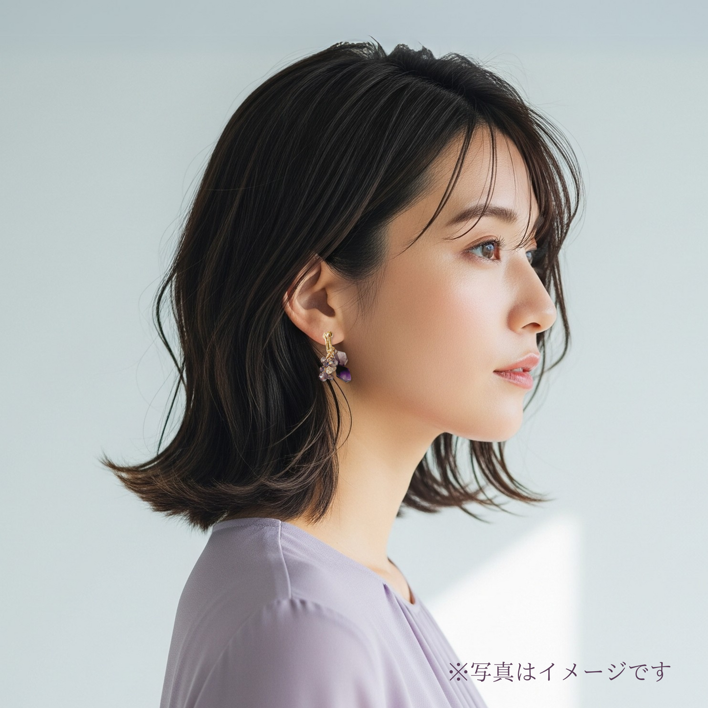 【★送料無料★】【14kgf金属アレルギー対応】2月の誕生石〜ふわり揺れるアメシストイヤリング