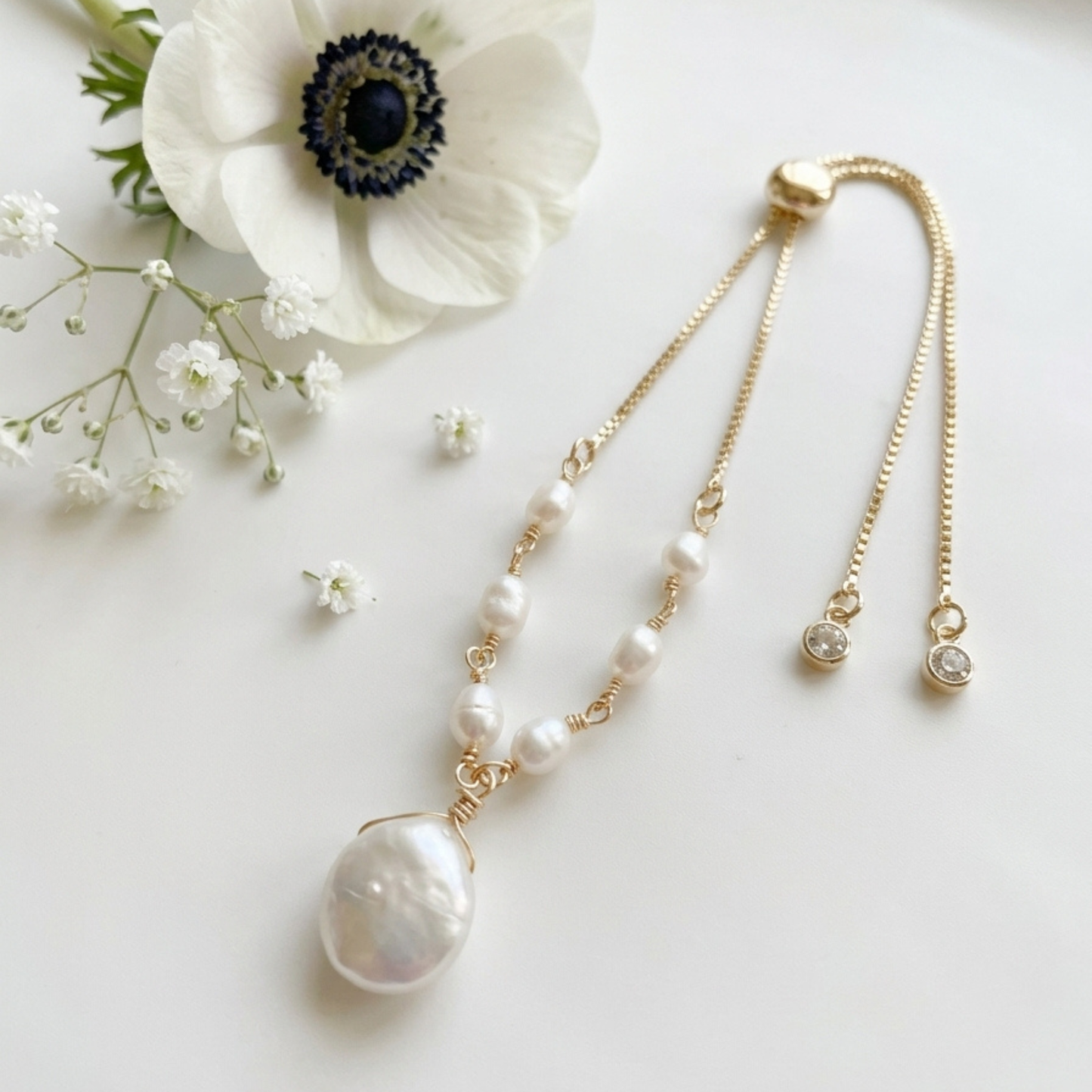 静かに整う、わたしの時間｜大粒の淡水パールのブレスレット｜6月誕生石｜天然石アクセサリー｜14kgf金属アレルギー対応