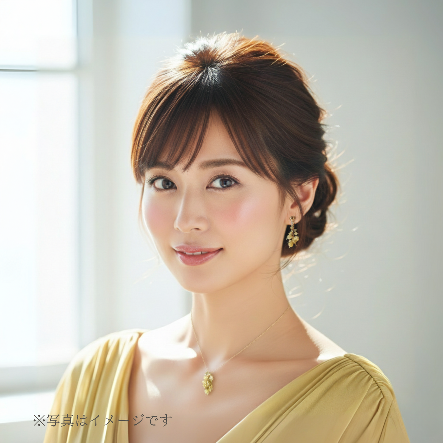 【★送料無料★】〜プレゼントにも♪〜ふわふわミモザのイエローオパールイヤリング　天然石【14kgf】