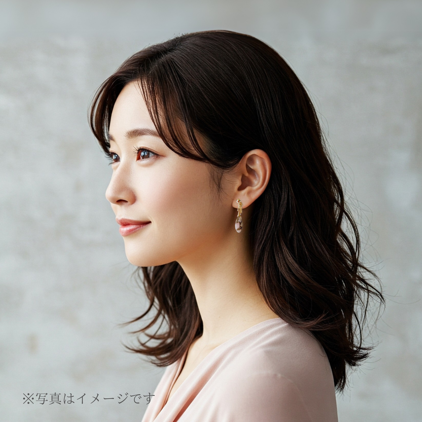 【★送料無料★】【14kgf金属アレルギー対応】コッパーピンクオパールのイヤリング