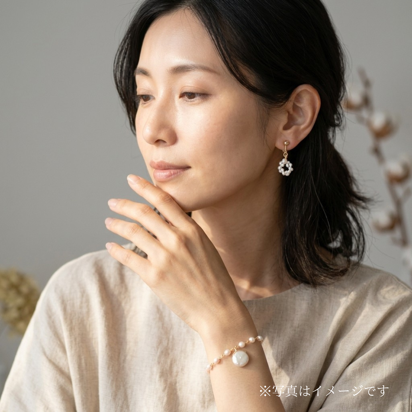静かに整う、わたしの時間｜大粒の淡水パールのブレスレット｜6月誕生石｜天然石アクセサリー｜14kgf金属アレルギー対応