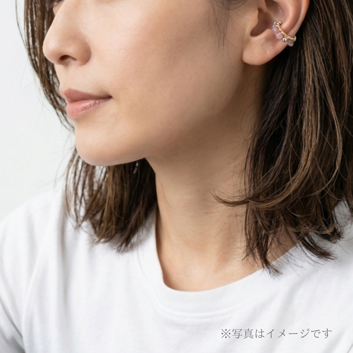【14kgf金属アレルギー対応】〜選べる天然石〜トルマリンシリカのイヤーカフ