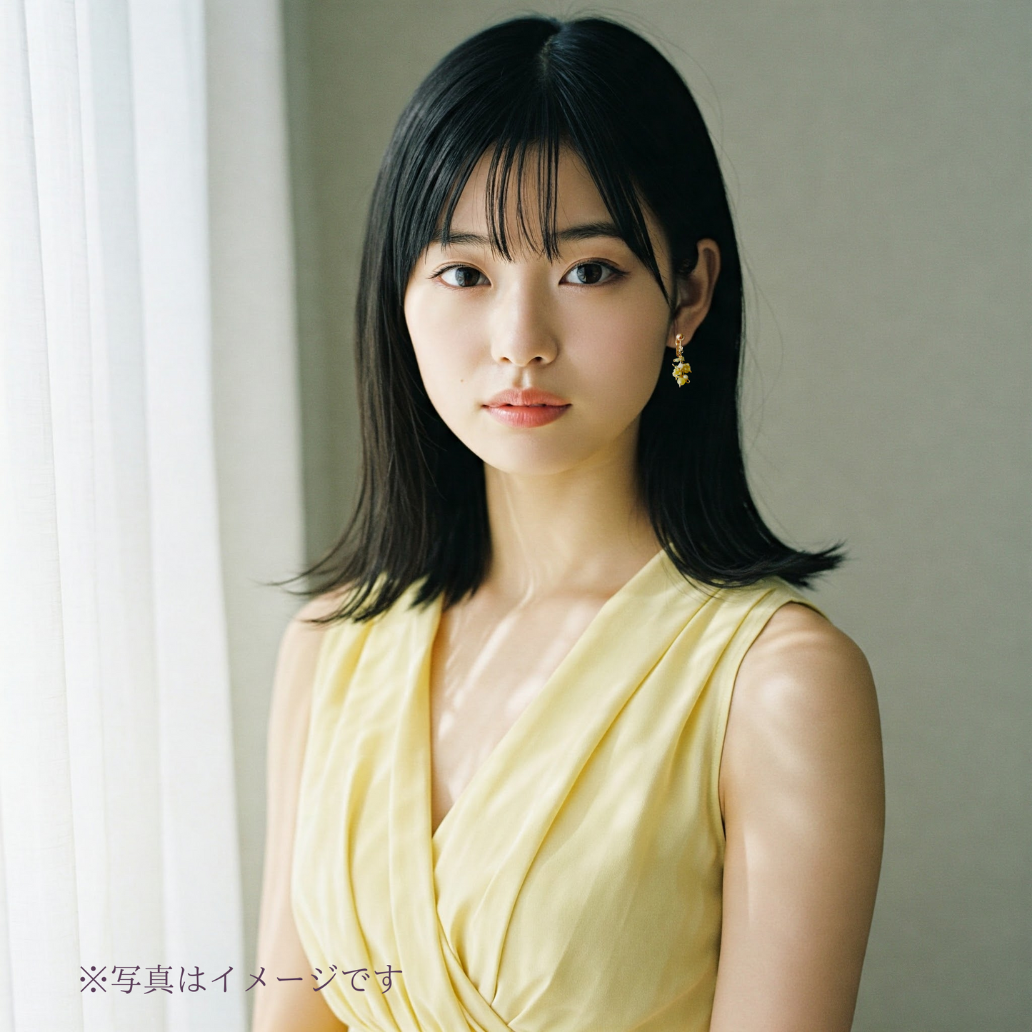 【★送料無料★】〜プレゼントにも♪〜ふわふわミモザのイエローオパールイヤリング　天然石【14kgf】