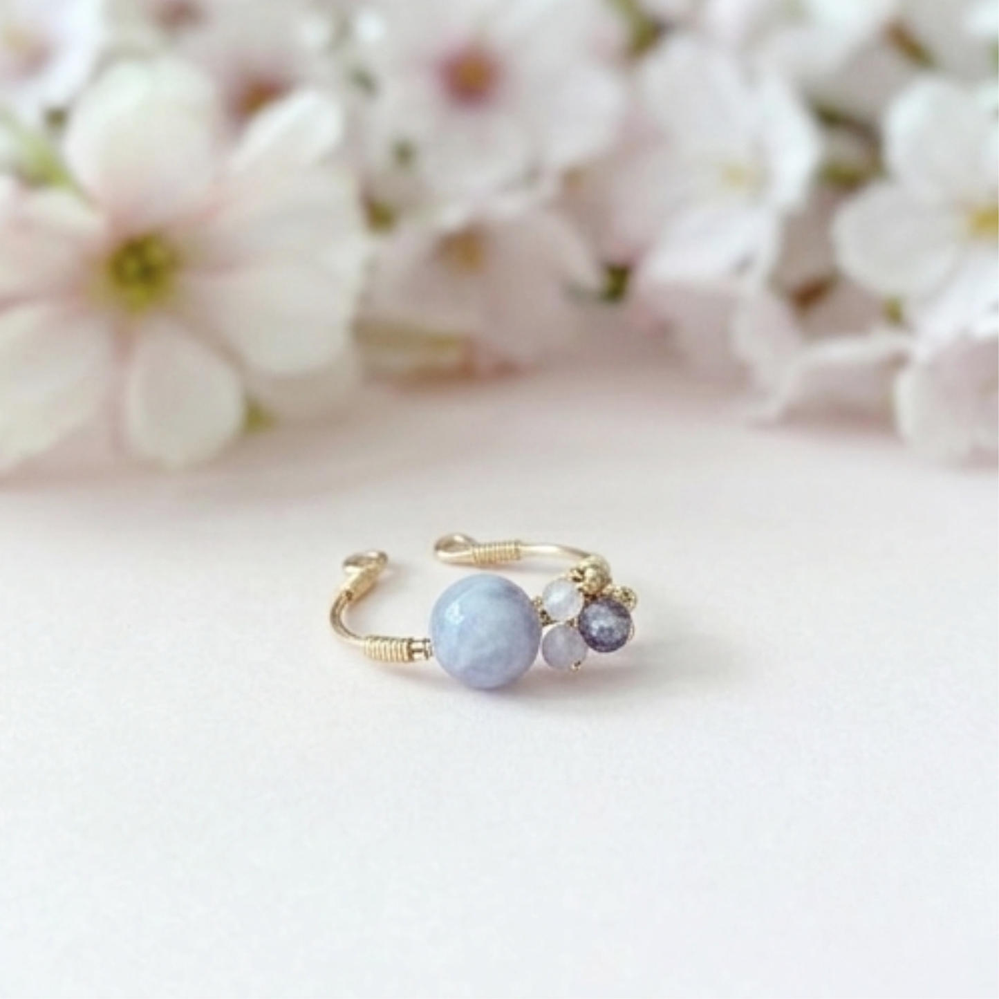 【★送料無料★】柔らかなラベンダーが指先を包むレピドライトwithトルマリンのリング