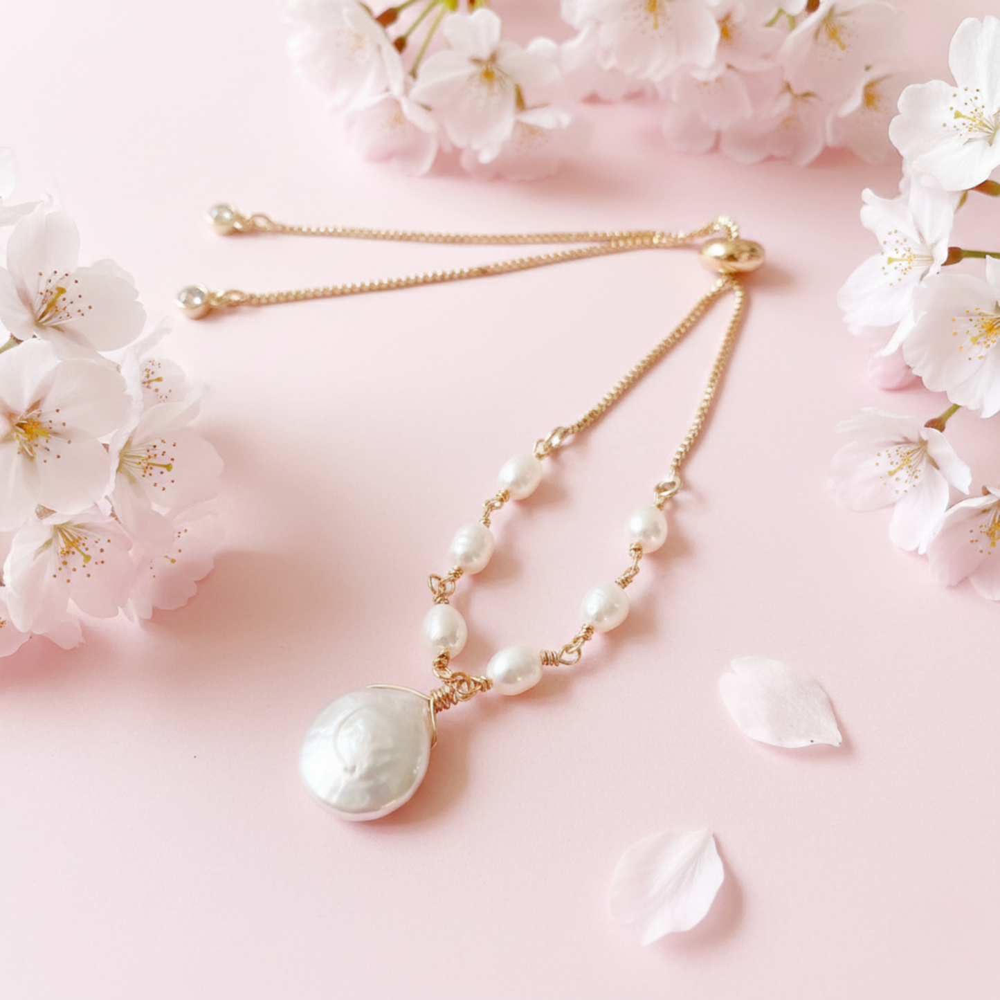 【★送料無料★】【✦14kgf金属アレルギー対応✦】天然石  〜6月の誕生石〜 艶めく淡水パールのブレスレット