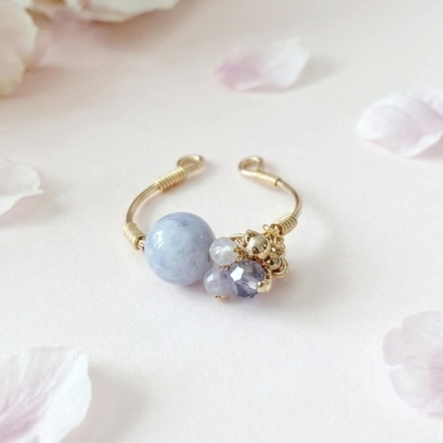 【★送料無料★】柔らかなラベンダーが指先を包むレピドライトwithトルマリンのリング