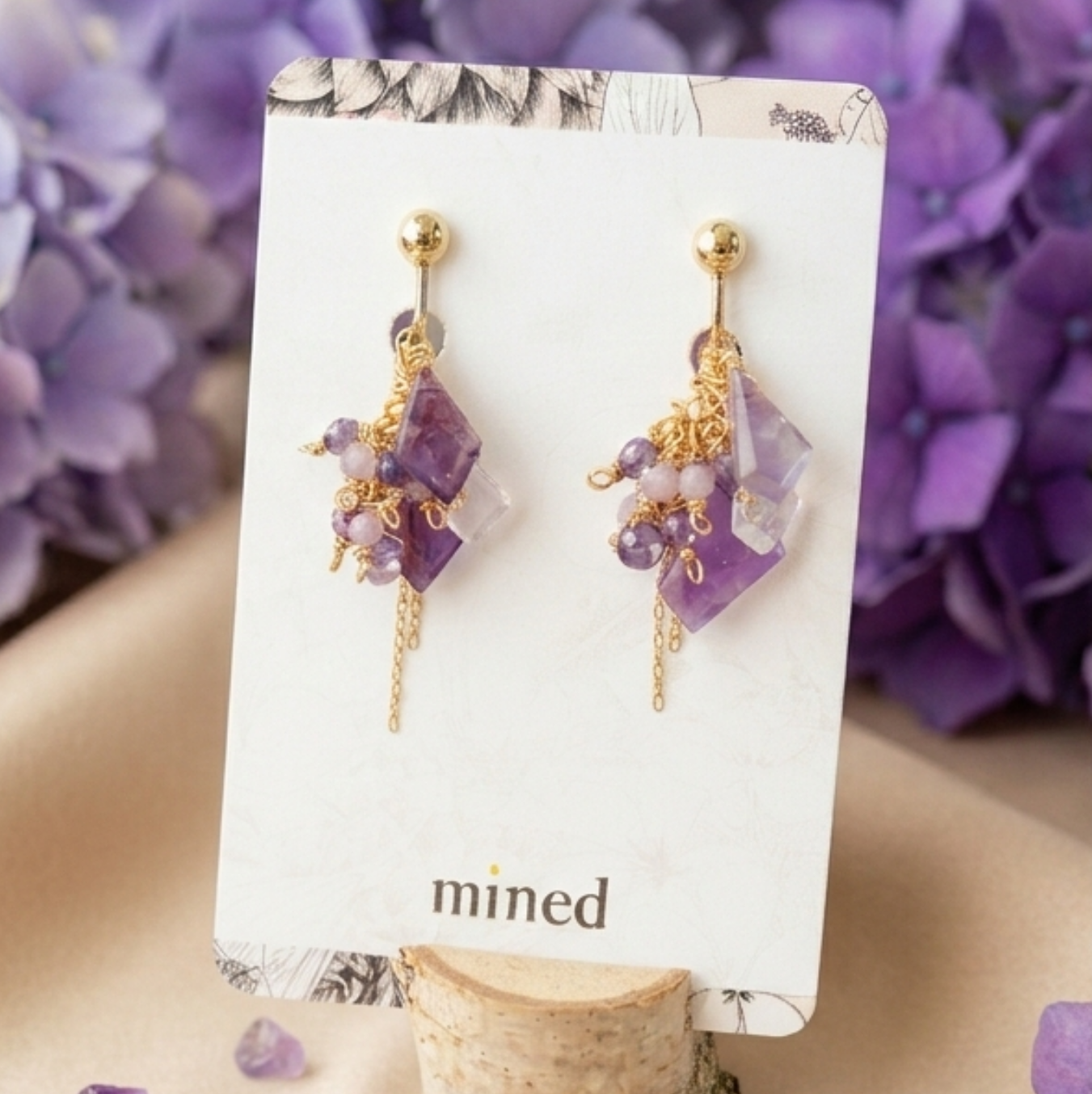 【★送料無料★】【14kgf金属アレルギー対応】 〜2月の誕生石〜 藤の花揺れるアメジストイヤリング