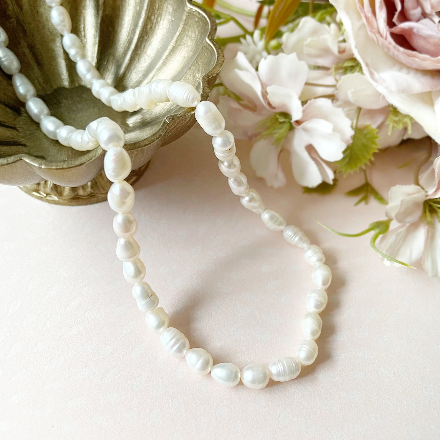 【★送料無料★】卒入学・結婚式に〜天然の淡水パールで紡ぐネックレス【14kgf金属アレルギー対応】