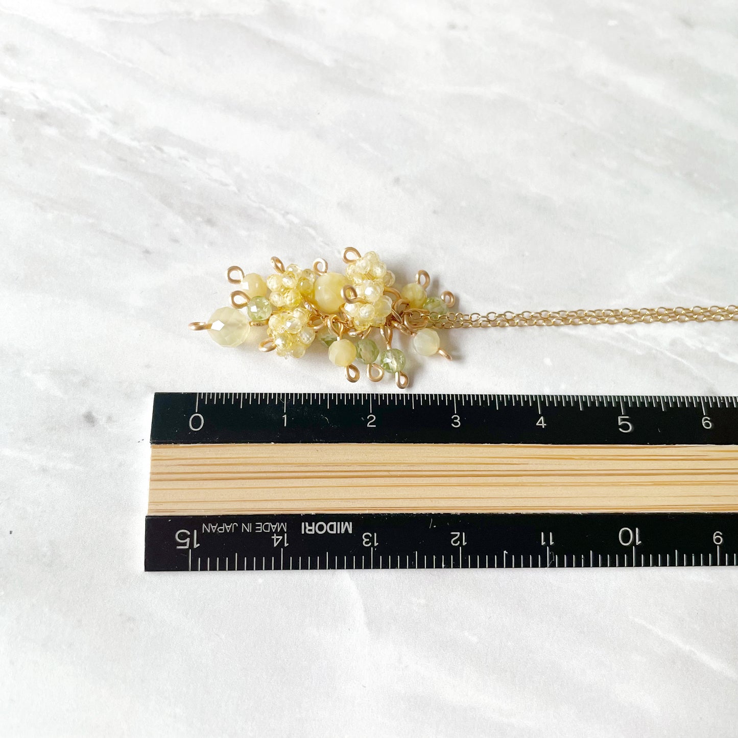 【★送料無料★】【✦14kgf金属アレルギー対応✦】天然石　〜10月の誕生石〜ふわふわミモザのイエローオパールネックレス