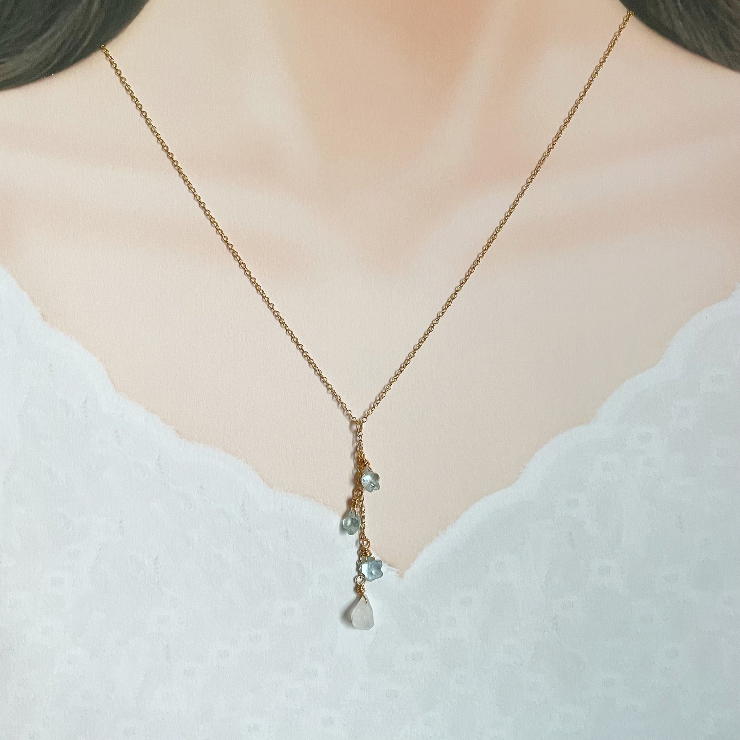 【★送料無料★】〜クリスマス限定コレクション〜月と星に願いを込めてトパーズとムーンストーンのネックレス