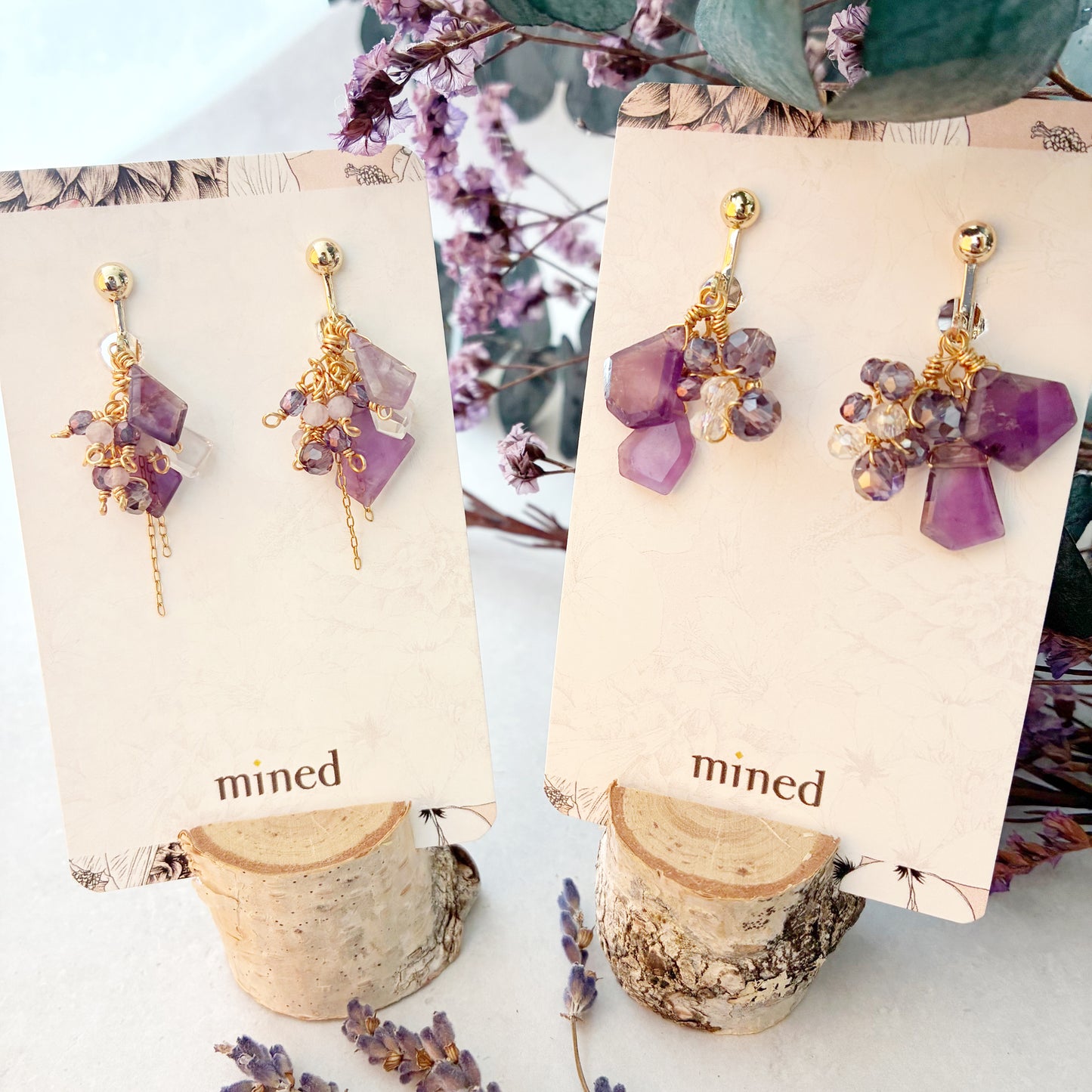 【★送料無料★】【14kgf金属アレルギー対応】 〜2月の誕生石〜 藤の花揺れるアメジストイヤリング