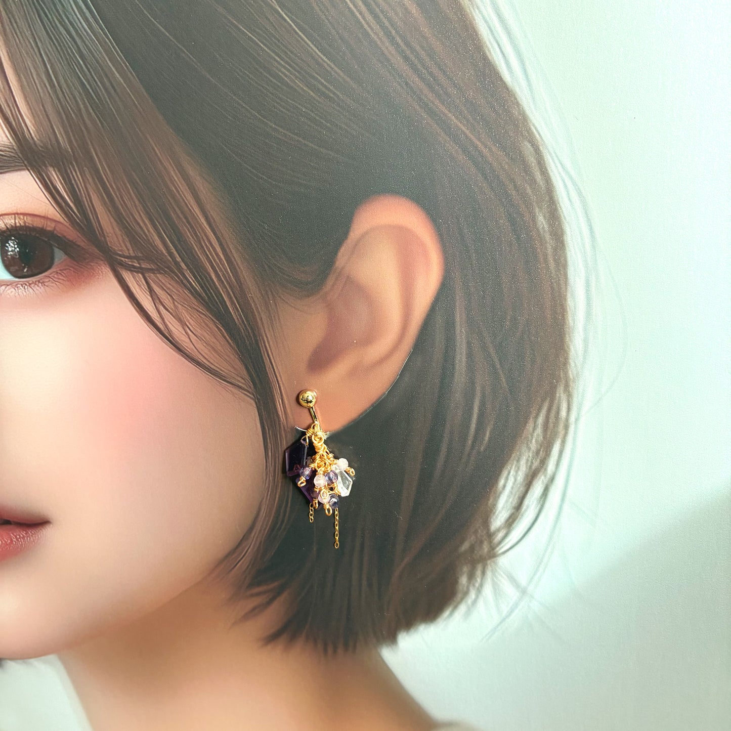 【★送料無料★】【14kgf金属アレルギー対応】 〜2月の誕生石〜 藤の花揺れるアメジストイヤリング