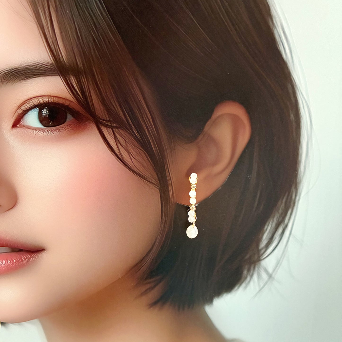 【★送料無料★】【✦14kgf金属アレ対応✦】天然石  桜の季節限定･:*チェリーブロッサムアゲートのイヤーカフ