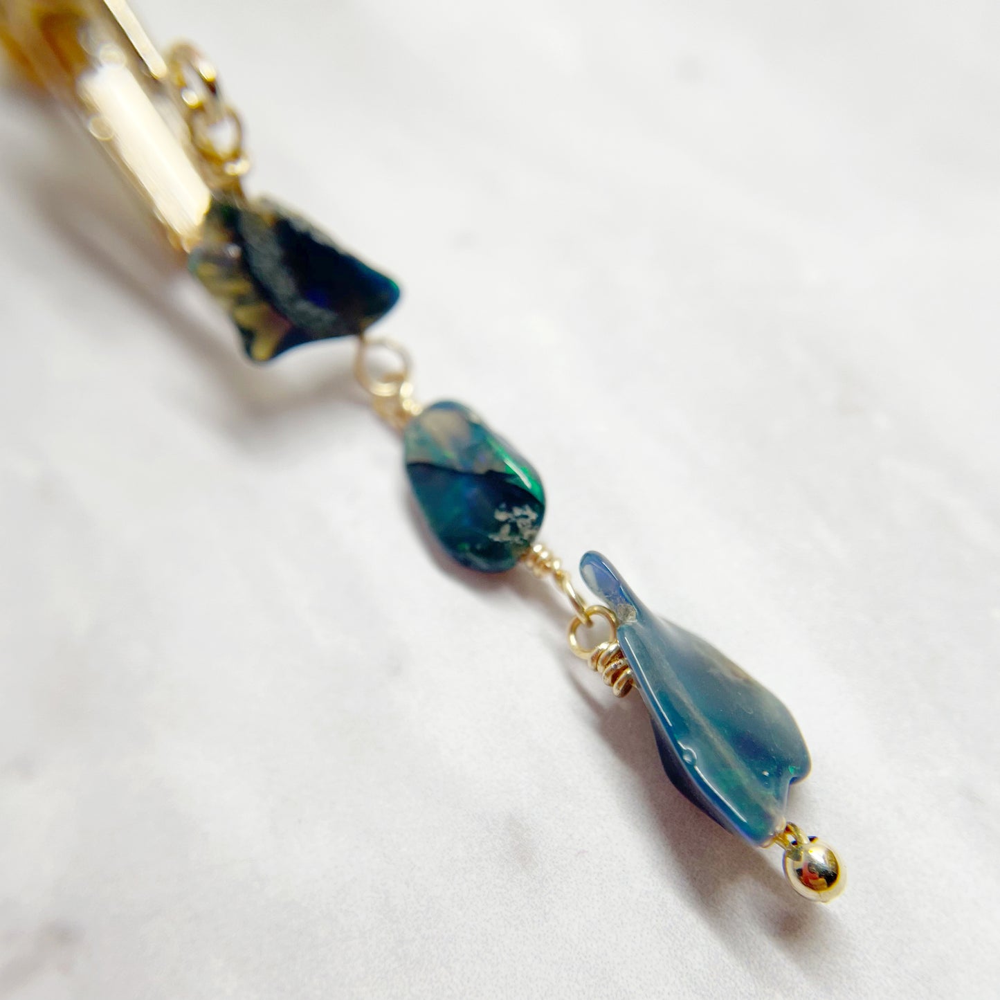 【★送料無料★】【14kgf金属アレルギー対応】10月の誕生石ブルーカラーオパールのセットアクセサリー