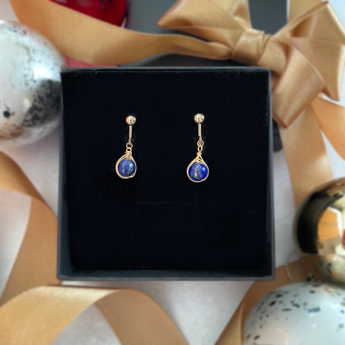 【★送料無料★】【14kgf金属アレルギー対応】〜12月の誕生石〜ラピスラズリのシンプル一粒イヤリング