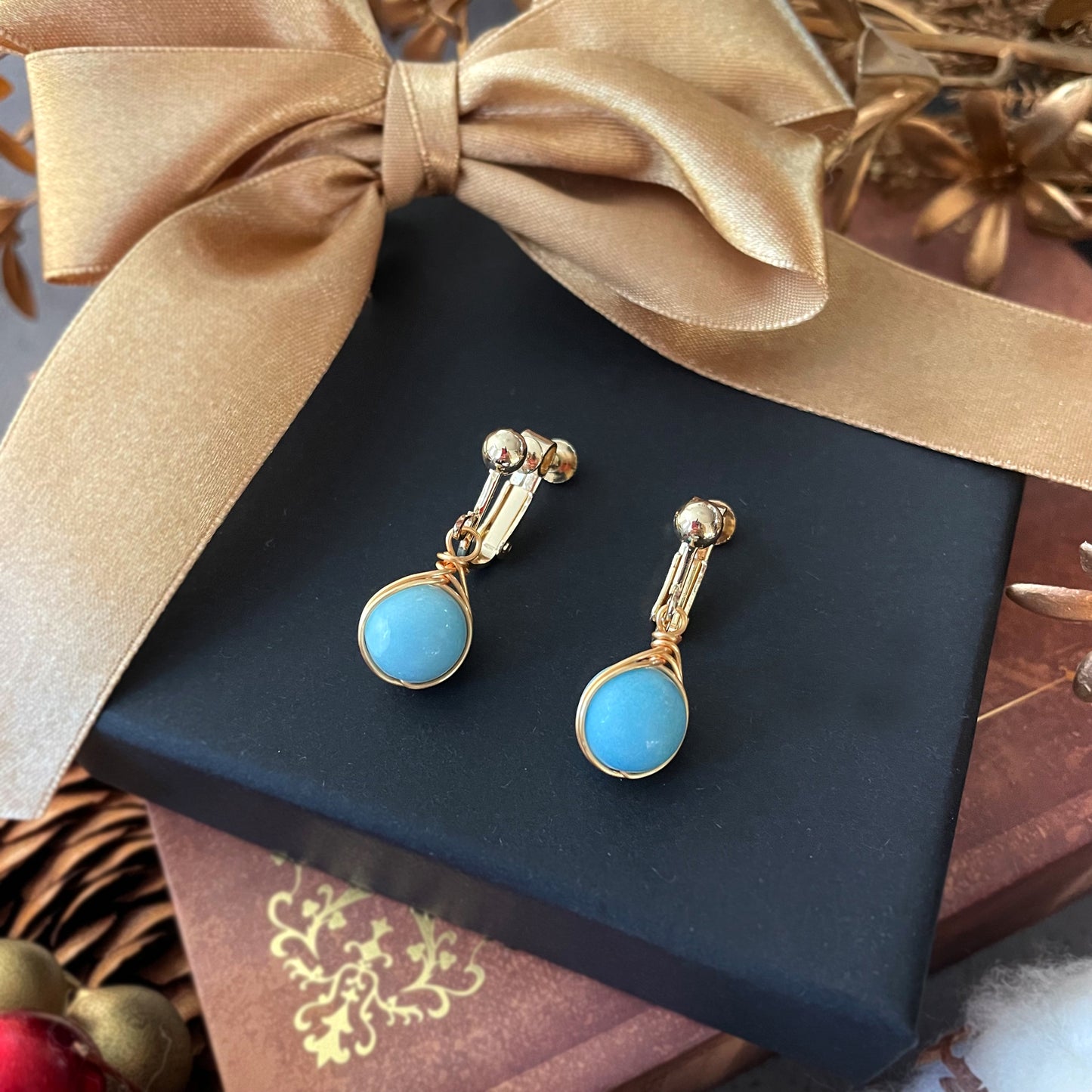 【★送料無料★】ラリマーのイヤリングとネックレスの2点セットアクセサリー