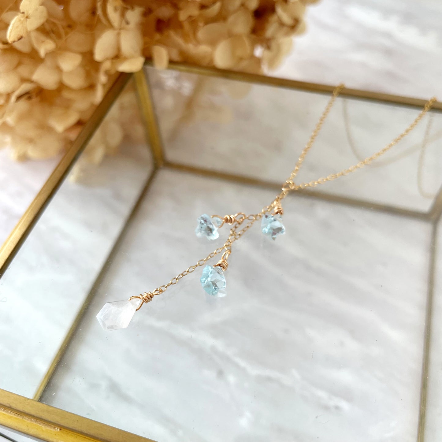 【★送料無料★】〜クリスマス限定コレクション〜月と星に願いを込めてトパーズとムーンストーンのネックレス