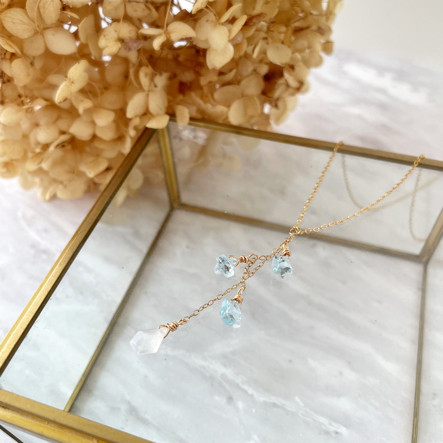 【★送料無料★】〜クリスマス限定コレクション〜月と星に願いを込めてトパーズとムーンストーンのネックレス